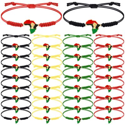 Sasylvia 20/48/100 Pcs Happy Juneteenth Bracelets Bulk Adjustable Cord Stretch 1865 Black African Afro American Independence Day Party Favors Freedom Day Stretch Gifts for Adults Jewelry(20 Pcs)