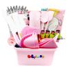 BBplusDD 76 Pcs Kids Real Baking and Cooking Sets - Parent-Child Apron Cake Decorating Kit Piping Bags and Tips Set Kitchen Utensils with Storage Case for Child Junior Chefs 3+ (Pink) view 1