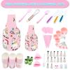 BBplusDD 76 Pcs Kids Real Baking and Cooking Sets - Parent-Child Apron Cake Decorating Kit Piping Bags and Tips Set Kitchen Utensils with Storage Case for Child Junior Chefs 3+ (Pink) view 2