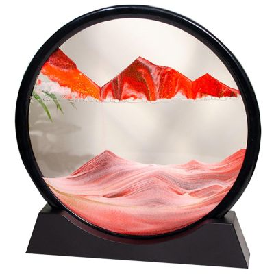 360 Rotating Liquid Motion Decor Hourglass Ornament - Red Sandscape Endless Fun for Every Desktop - 7in/12in (Color : Black, Size : 12in)