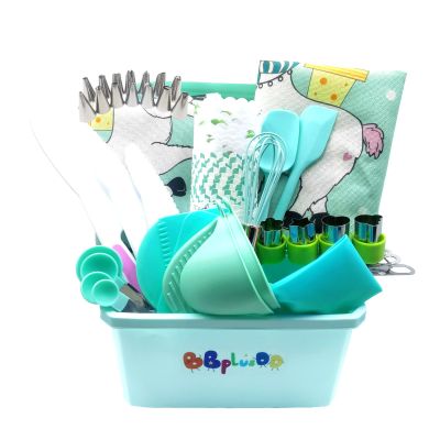 BBplusDD 76 Pcs Kids Real Baking and Cooking Sets - Parent-Child Apron Cake Decorating Kit Piping Bags and Tips Set Kitchen Utensils with Storage Case for Child Junior Chefs 3+ (Green)