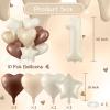 17th Birthday Balloons Decor, Helium Beige Cream Neutral 17 Balloon, Brown Tan White Sand Taupe Heart Balloon with Foil Nude Star 40'' 17 Balloon for Girls Birthday Anniversary Party Boho Decoration view 2