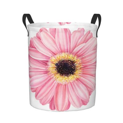 Foruidea Pink Daisy Flower Laundry Basket,Laundry Hamper,Collapsible Storage Bin, Oxford Fabric Clothes Baskets,Nursery Hamper For Home,Office,Dorm,Gift Basket