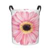Foruidea Pink Daisy Flower Laundry Basket,Laundry Hamper,Collapsible Storage Bin, Oxford Fabric Clothes Baskets,Nursery Hamper For Home,Office,Dorm,Gift Basket view 1