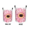 Foruidea Pink Daisy Flower Laundry Basket,Laundry Hamper,Collapsible Storage Bin, Oxford Fabric Clothes Baskets,Nursery Hamper For Home,Office,Dorm,Gift Basket view 4