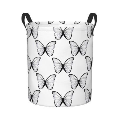Foruidea Transparent Butterfly Laundry Basket,Laundry Hamper,Collapsible Storage Bin, Oxford Fabric Clothes Baskets,Nursery Hamper For Home,Office,Dorm,Gift Basket