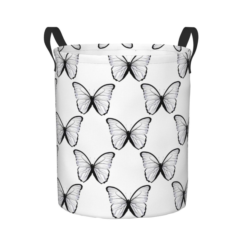 Foruidea Transparent Butterfly Laundry Basket,Laundry Hamper,Collapsible Storage Bin, Oxford Fabric Clothes Baskets,Nursery Hamper For Home,Office,Dorm,Gift Basket