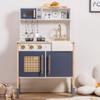 ROBOTIME Wooden Play Kitchen, Kids & Toddlers Kitchen Playset, Kids Play Kitchen Pretend Play Set with Lights & Sounds, Toy Kitchen for Ages 3+ (Blue) view 1
