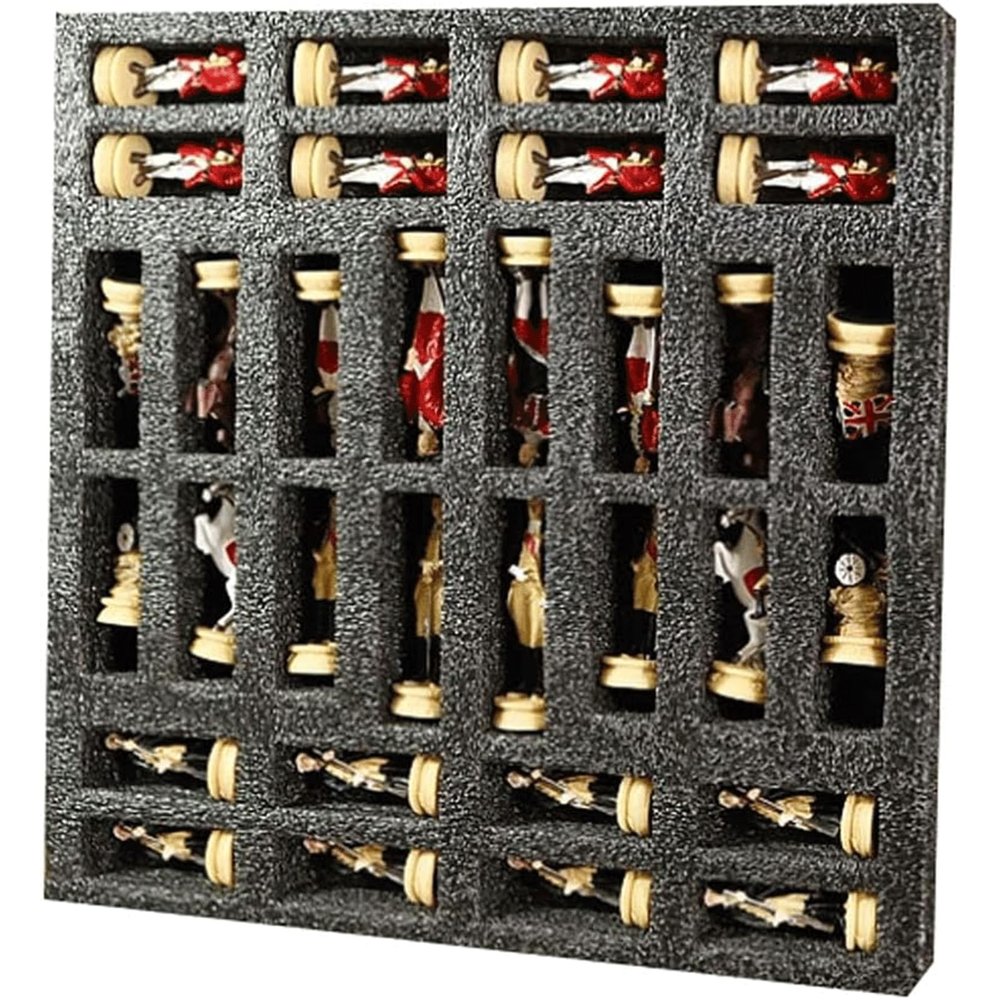 GAENZA Portable Travel Chess, High-end 32 Resin 3D Character Chess Pieces, Solid Wood Veneer Chess Board, Chess Game Set