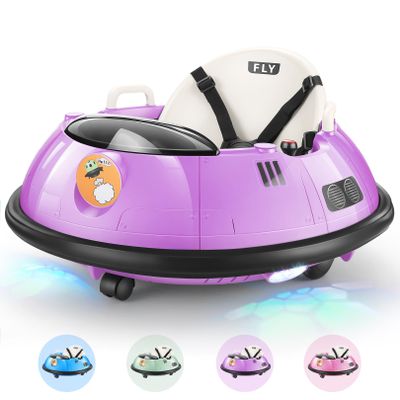 Hikole Toddler Bumper Car, 12V Electric Bumper Car for Kids with Parent Remote, Flashing LED Light, Safety Belt, 2 Driving Modes, 3-Speed, Baby Bumping Toy Gifts for Children Ages 1.5-5, Purple