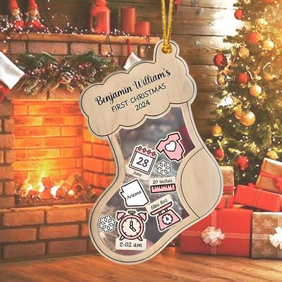 Personalized Baby's First Christmas Ornament 2024, Personalized Baby 1st, Custom New Baby Gift, 4D Shake Babies Ornament