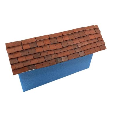 1:24th Scale Miniature Model Dollhouse Diorama Angled Ridge Roof Tiles Trim in Weathered Terracotta