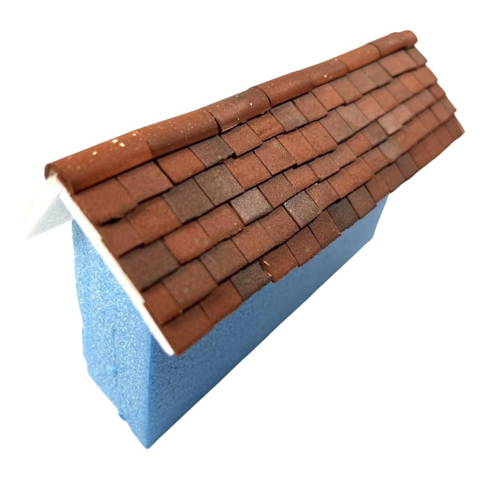 1:24th Scale Miniature Model Dollhouse Diorama 1/2 Round Ridge Roof Tiles Trim in Weathered Terracotta