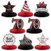 LASKYER Happy 70th Birthday Decorations,70th Bday Red Glitter Shiny Stand Honeycomb Table Centerpieces - Cheers to Seventy Years Old Birthday Party Photoprop Gift Sign. view 1