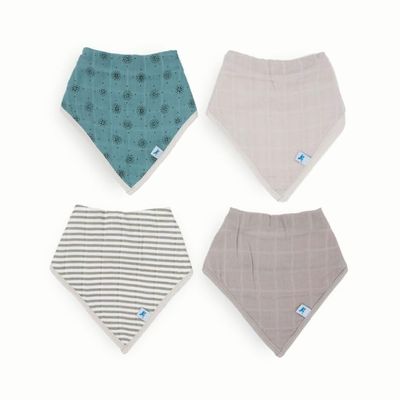 Little Unicorn Baby Bandana Bib 4 pack | Absorbent, Extra Soft Cotton for Drooling & Teething | Adjustable fit (Wallflower)