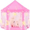 CUBNBUD Princess Tent with Large Star Lights for Girls Age 4-7, Kids Play Tent for Girls Indoor, Castle Playhouse for Toddlers, Pink Princess Toy 55x53 inch view 1