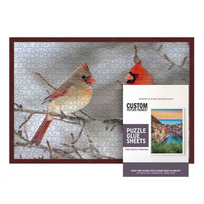 19.75x27.5 Dark Brown Solid Wood Frame Set with Peel & Stick Puzzle Glue Sheets | Interior Depth 0.5 Inches | Dark Brown Traditional Puzzle Frame with UV Acrylic, Foam Backing & Hanging Hardware