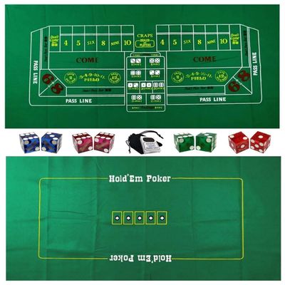 Craps & Texas Hold'em Poker Essentials Set: 2-Sided Felt Layout, Genuine Casino Table-Played Dice & Cards ... Plus Storage Pouch (Cyber-Deals Exclusive Bundle)