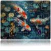 Playmat for OCG, Card Game Mat Non-Slip Rubber Base and Stitched, 24 x 14 in TCG Play Mat with Zones for CCG and Other Card Games, Pond Koi view 1
