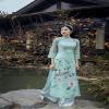 A20 Ao dai Vietnam Vietnamese Traditional Ao Dai For Women, Ao Dai For Women, Vietnamese Dress For Women, Ao Dai Dress For Women Blue ao dai (L) view 4
