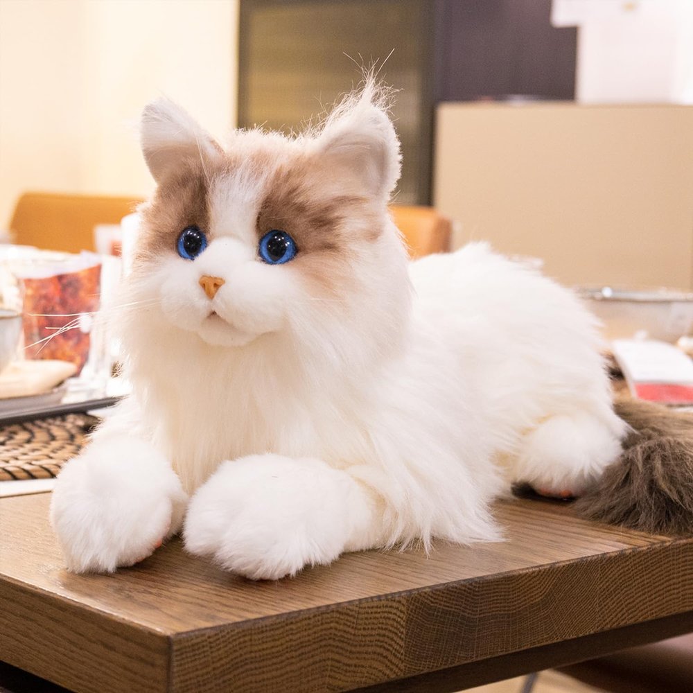 Chongker Interactive Robot Cat, Plush Stuffed Animal Toys, Bionic Motion, Purr Heartbeat Sound, Custom Naming Lifelike Cat Companion for Children and The Elderly