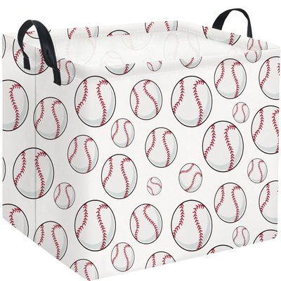 TIBAOLOVER Rectangular Baseball Basket Kids Baby Storage Basket Cute Kids Toy Storage Bin Organizer Shelf Book Sports Room Decor(Baseball)
