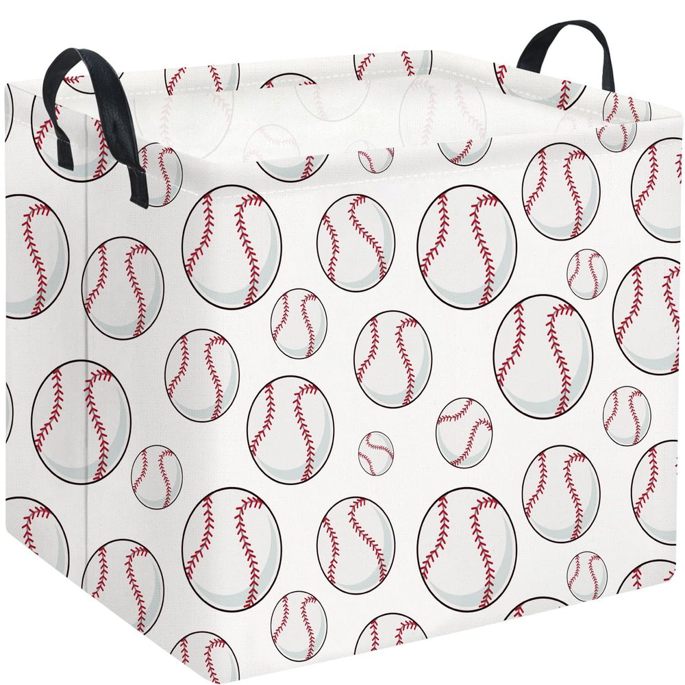 TIBAOLOVER Rectangular Baseball Basket Kids Baby Storage Basket Cute Kids Toy Storage Bin Organizer Shelf Book Sports Room Decor(Baseball)