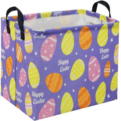 TIBAOLOVER Rectangular Easter Basket Purple Easter Egg Gift Basket Baby Storage Basket Cute Kids Toy Storage Bin Organizer Shelf Book Basket Easter Room Decor(Easter Baskets)