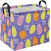 TIBAOLOVER Rectangular Easter Basket Purple Easter Egg Gift Basket Baby Storage Basket Cute Kids Toy Storage Bin Organizer Shelf Book Basket Easter Room Decor(Easter Baskets) view 1