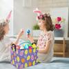 TIBAOLOVER Rectangular Easter Basket Purple Easter Egg Gift Basket Baby Storage Basket Cute Kids Toy Storage Bin Organizer Shelf Book Basket Easter Room Decor(Easter Baskets) view 2