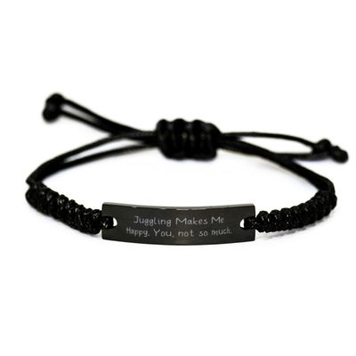 Bandillero Inspire Juggling Black Rope Bracelet, Juggling, Gifts For Men Women, Present From Friends, Engraved Bracelet For Juggling