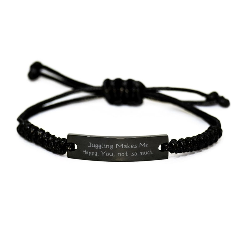 Bandillero Inspire Juggling Black Rope Bracelet, Juggling, Gifts For Men Women, Present From Friends, Engraved Bracelet For Juggling