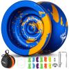 MAGICYOYO N11 Yoyo Professional Unresponsive Yo-yo for Kids, Pro Metal Yo Yo for Adults Advanced, Replacement Responsive Bearing for Beginner+12 Strings+Storage Case + Bearing Kit(Blue Gold) view 1