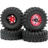 HOBBYSOUL RC 61mm Tall 1.0 Wheels and Tires, Soft Sticky 1.0 Mud Tires & Heavy 1.0 Beadlock Wheels Rims for RC Crawler 1/24 SCX24 FCX24 1/18 TRX4M Upgrade (Red) view 1