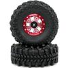 HOBBYSOUL RC 61mm Tall 1.0 Wheels and Tires, Soft Sticky 1.0 Mud Tires & Heavy 1.0 Beadlock Wheels Rims for RC Crawler 1/24 SCX24 FCX24 1/18 TRX4M Upgrade (Red) view 3