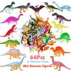 HOXBUR 64Pcs Mini Dinosaur Figures, Assorted Small Plastic Dinosaur Toys for Cake Toppers Easter Eggs Filler view 2