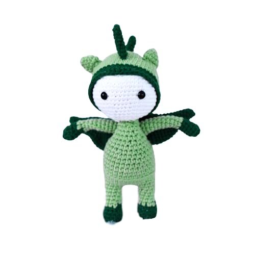 Boy in Flying Dinosaur Outfit Crochet Doll Handmade Amigurumi Plush Toy VAC