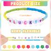 Ecation 96 Pcs Beaded Friendship Bracelets Bulk Inspirational Stretch Bracelets Y2k Colorful Cute Adjustable Jewelry for Rainbow Women Carnival Music Party Favors Friend Gifts(Classic) view 4