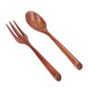 2pcs Heatproof High Hardness Wooden Fork Spoon Set for Childrens, to Use, Easy to, Excellent Heat Resistance, Sturdy and view 1