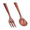 2pcs Heatproof High Hardness Wooden Fork Spoon Set for Childrens, to Use, Easy to, Excellent Heat Resistance, Sturdy and view 3