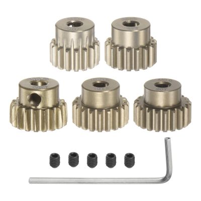 uxcell M0.6 Pinion Gear Set 3.175mm (1/8") Shaft 16T 17T 18T 19T 20T Aluminum Alloy Motor Gears with Step for 1/10 RC Car (5pcs)