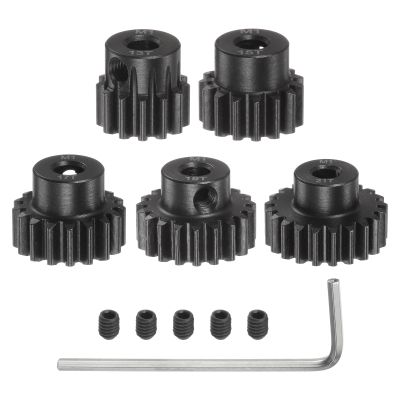 uxcell M1 Pinion Gear Set 5mm Shaft 13T 15T 17T 19T 21T Motor Gears Hardened Steel Spur Pinion Gear with Step for RC Car (5pcs)