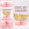 9Pcs 18th Birthday Decorations Pink Rose Gold Honeycomb Centerpieces for Girls,Happy 18th Birthday Table Centerpieces Party Supplies,Eighteen Year Old Birthday Table Toppers Decor view 4