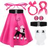 Breathffy Women 1950s Poodle Skirt Costume Outfit Sock Hop Costume Skirt Scarf Belt Sock Eyeglass(X-Large,Hot Pink) view 1