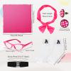 Breathffy Women 1950s Poodle Skirt Costume Outfit Sock Hop Costume Skirt Scarf Belt Sock Eyeglass(X-Large,Hot Pink) view 2