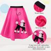 Breathffy Women 1950s Poodle Skirt Costume Outfit Sock Hop Costume Skirt Scarf Belt Sock Eyeglass(X-Large,Hot Pink) view 3