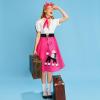 Breathffy Women 1950s Poodle Skirt Costume Outfit Sock Hop Costume Skirt Scarf Belt Sock Eyeglass(X-Large,Hot Pink) view 4