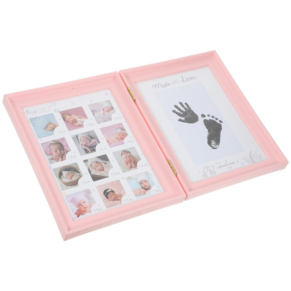 ABOOFAN Photo Frame Kit Handprint Footprint Keepsake for First Year Sturdy Cardboard Display for Nursery Decor Cherished Memories