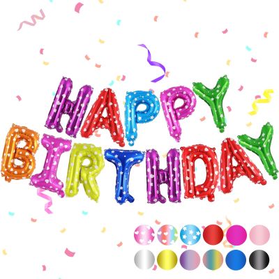 Happy Birthday Banner - 16 Inch Multi Color Mylar Foil Letters, Sign Balloons for Party Decorations Supplies
