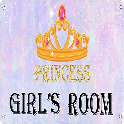 Personalized Princess Crown Girls Room Sign Pink Gold Star Bedroom Plaque Wood Metal Sign Gem Fairy Tale Door Sign Nursery Hanging Wall Decor